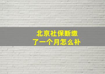 北京社保断缴了一个月怎么补