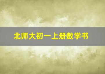 北师大初一上册数学书