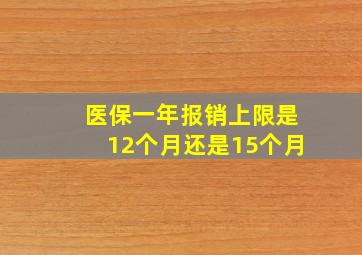 医保一年报销上限是12个月还是15个月