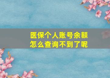 医保个人账号余额怎么查询不到了呢