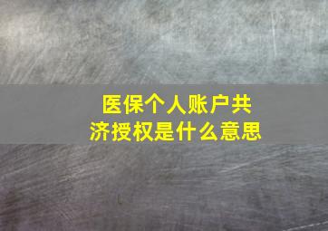 医保个人账户共济授权是什么意思