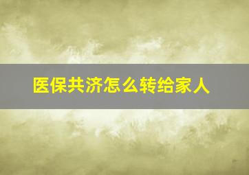 医保共济怎么转给家人