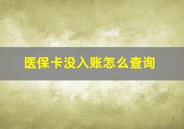 医保卡没入账怎么查询