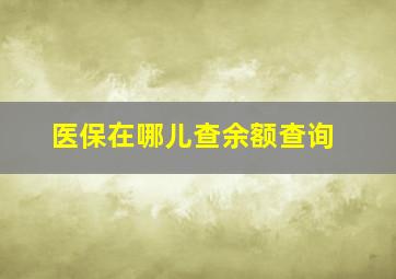 医保在哪儿查余额查询