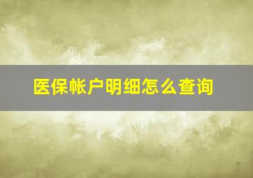 医保帐户明细怎么查询