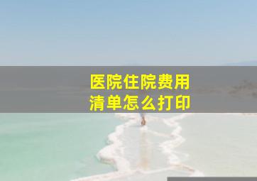 医院住院费用清单怎么打印