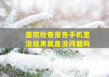 医院检查报告手机里没结果就是没问题吗