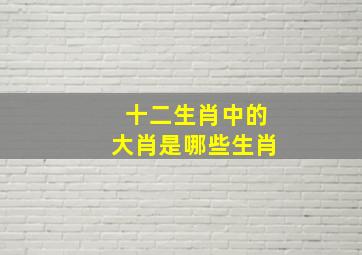 十二生肖中的大肖是哪些生肖