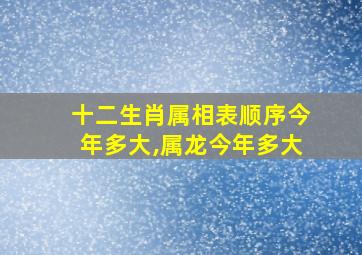 十二生肖属相表顺序今年多大,属龙今年多大