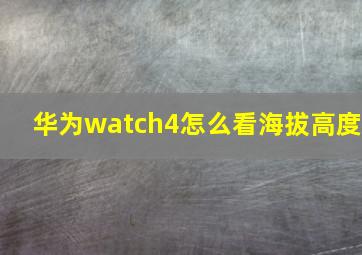 华为watch4怎么看海拔高度