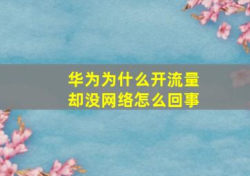 华为为什么开流量却没网络怎么回事