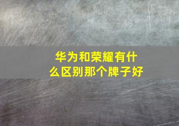 华为和荣耀有什么区别那个牌子好