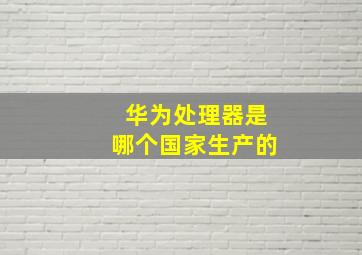 华为处理器是哪个国家生产的