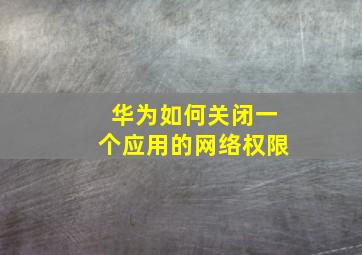 华为如何关闭一个应用的网络权限