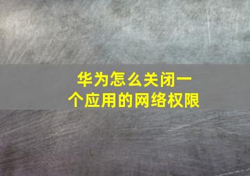 华为怎么关闭一个应用的网络权限