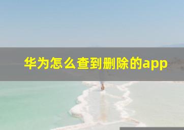 华为怎么查到删除的app