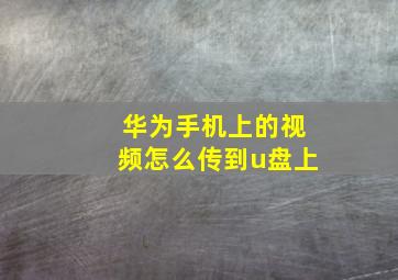 华为手机上的视频怎么传到u盘上