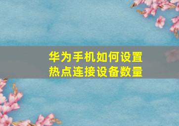 华为手机如何设置热点连接设备数量