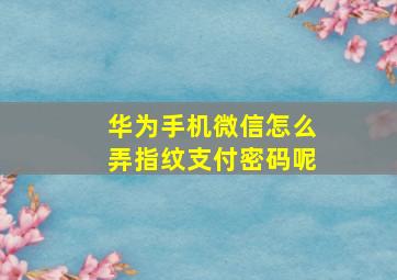 华为手机微信怎么弄指纹支付密码呢