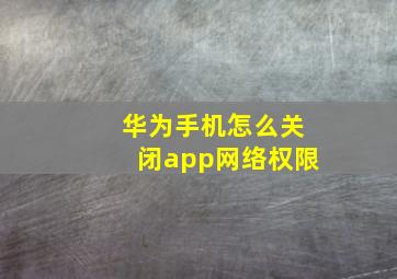 华为手机怎么关闭app网络权限