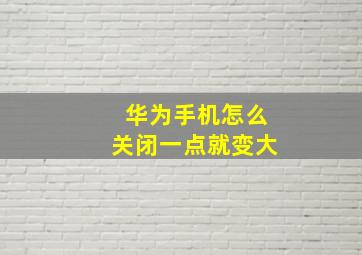 华为手机怎么关闭一点就变大