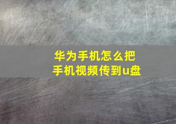 华为手机怎么把手机视频传到u盘