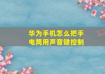 华为手机怎么把手电筒用声音键控制