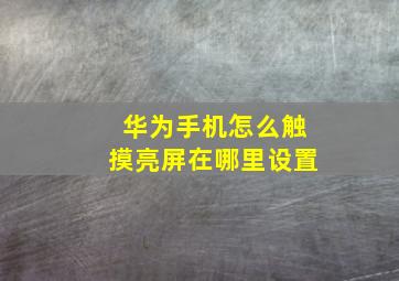 华为手机怎么触摸亮屏在哪里设置