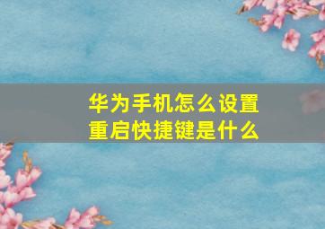 华为手机怎么设置重启快捷键是什么