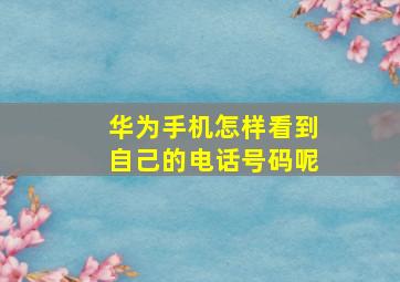 华为手机怎样看到自己的电话号码呢