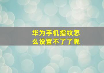 华为手机指纹怎么设置不了了呢