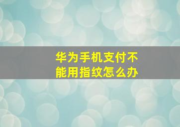 华为手机支付不能用指纹怎么办