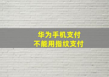 华为手机支付不能用指纹支付