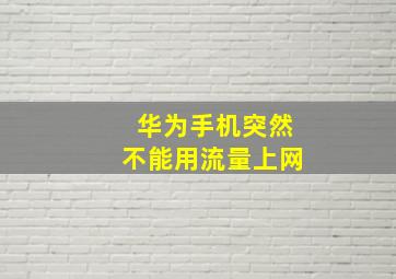 华为手机突然不能用流量上网