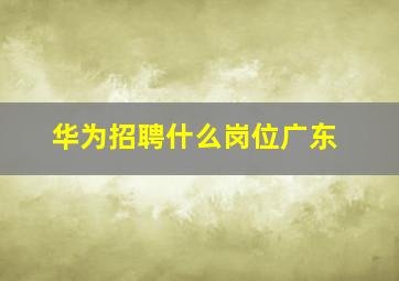 华为招聘什么岗位广东