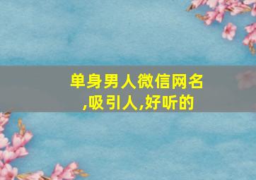 单身男人微信网名,吸引人,好听的