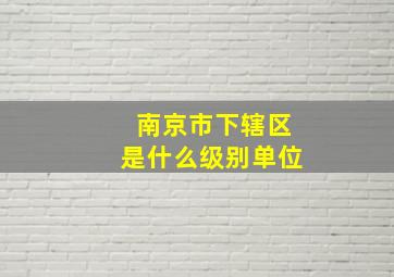 南京市下辖区是什么级别单位