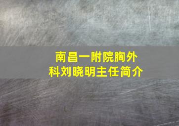 南昌一附院胸外科刘晓明主任简介