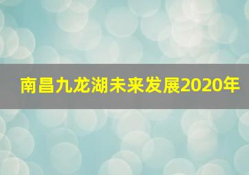 南昌九龙湖未来发展2020年