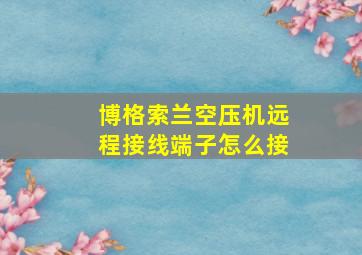 博格索兰空压机远程接线端子怎么接