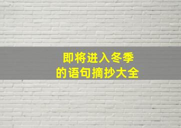 即将进入冬季的语句摘抄大全