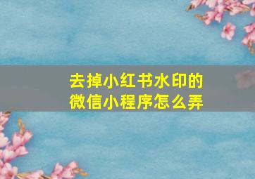 去掉小红书水印的微信小程序怎么弄