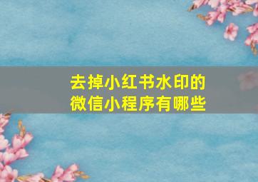 去掉小红书水印的微信小程序有哪些