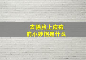 去除脸上痘痘的小妙招是什么