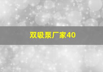 双吸泵厂家40