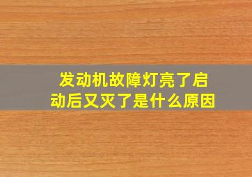 发动机故障灯亮了启动后又灭了是什么原因