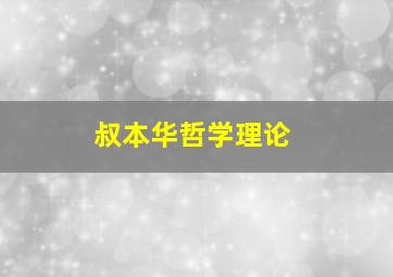 叔本华哲学理论