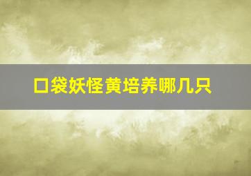 口袋妖怪黄培养哪几只