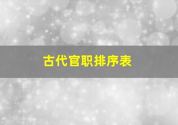 古代官职排序表