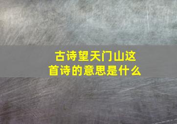 古诗望天门山这首诗的意思是什么